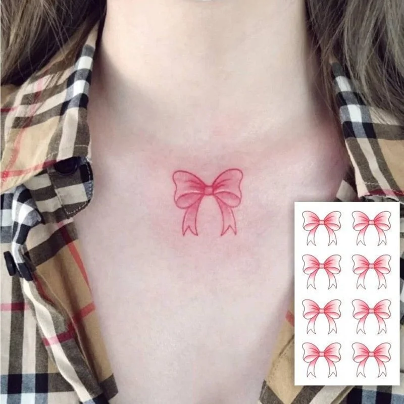 Dark Line Butterfly Cartoon Tattoo Stickers Cute Bow Sexy Tattoos for Women Fake Arm Shoulder Thigh Body Art Temporary Tattoos