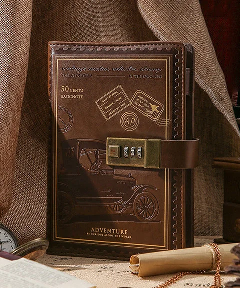 Vintage Car PU Leather Password Notebook-Himinee.com