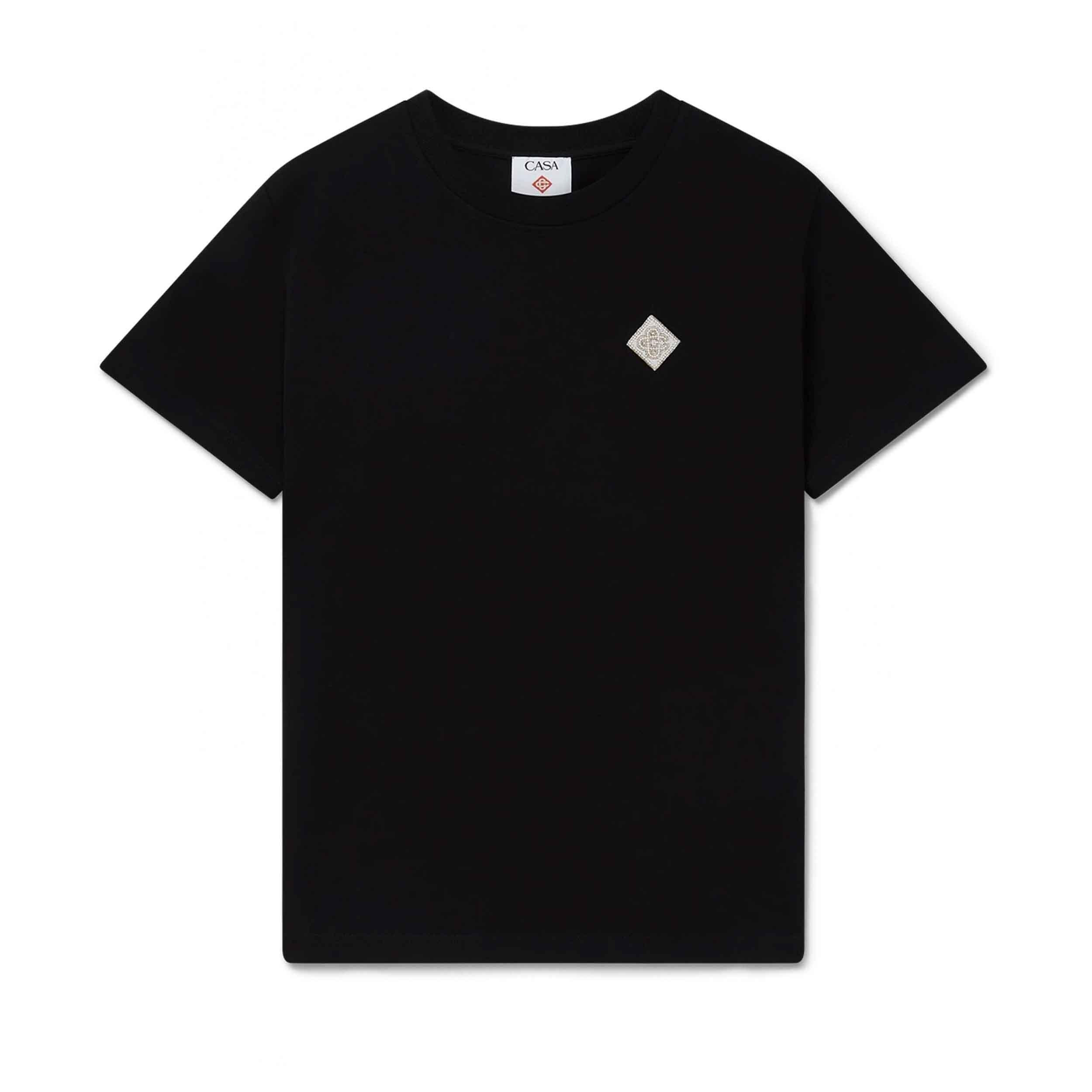 Casablanca Pearl Diamond CC Patch T-Shirt in Black