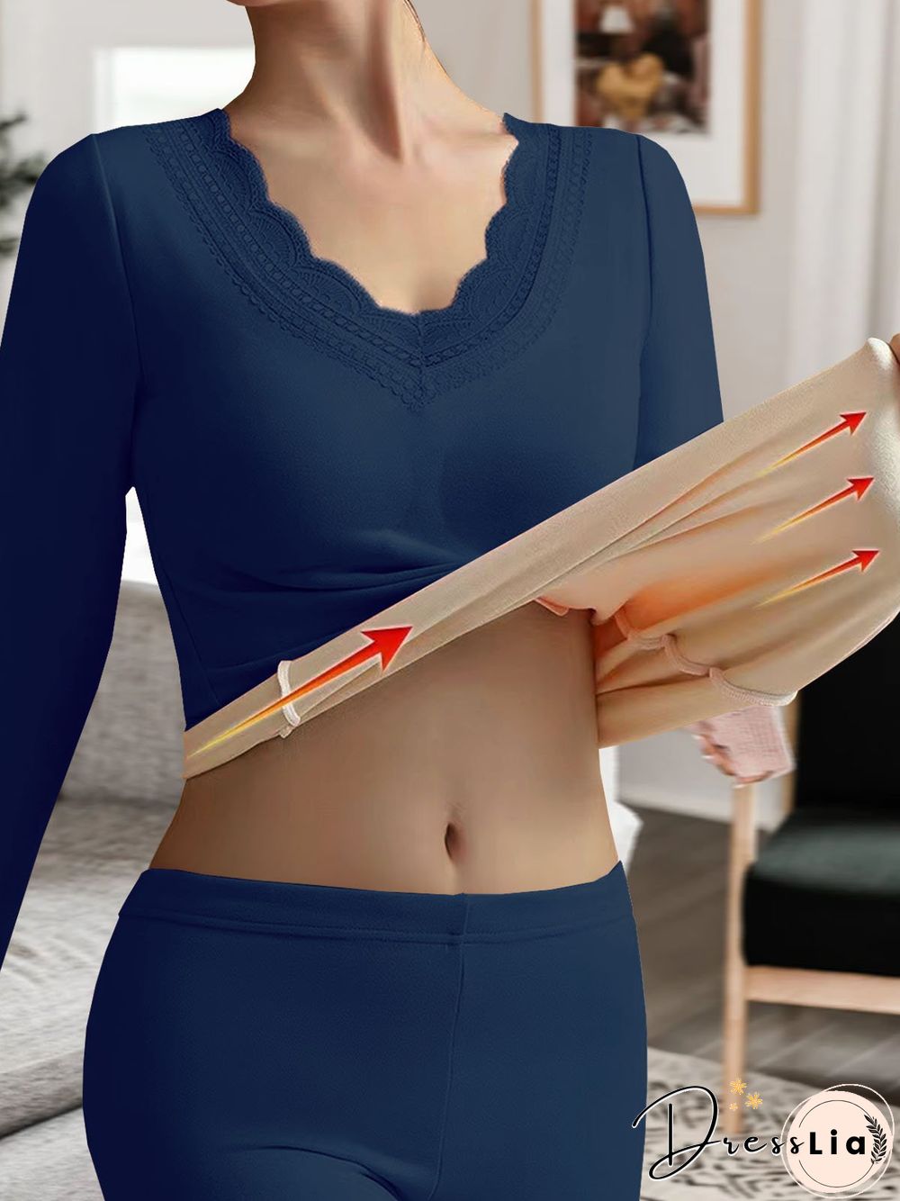 Casual Plain Fluff/Granular Fleece Fabric Patchwork Lace Thicken T-Shirt