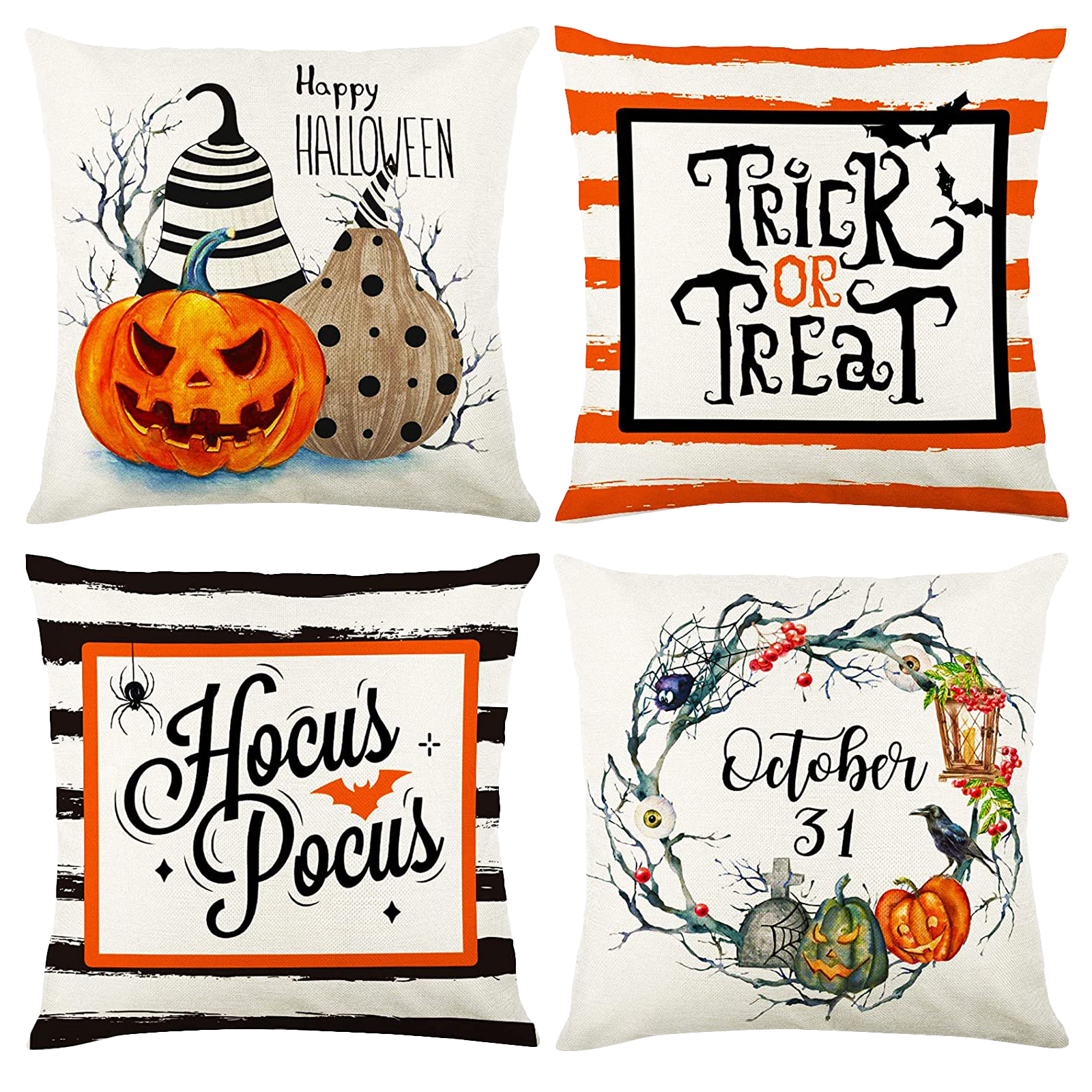 

Halloween Pillow Covers Holiday Pumpkin Linen Cushion Case for Sofa Couch, 501 Original