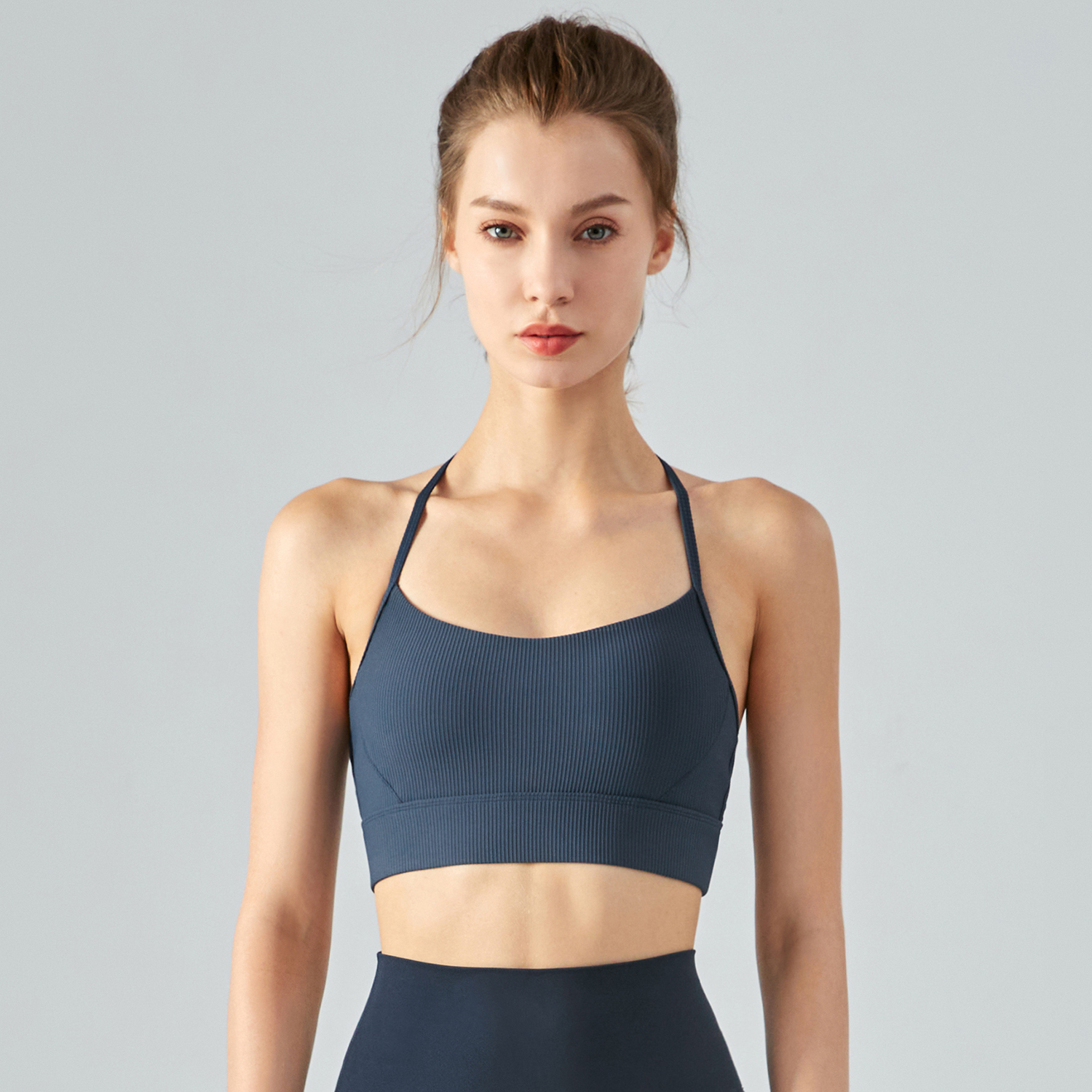 Buy Hergymclothing Aurora Borealis Blue shock absorber backless high impact soft comfortable skin friendly stretchy padded yoga bra at an affordable price