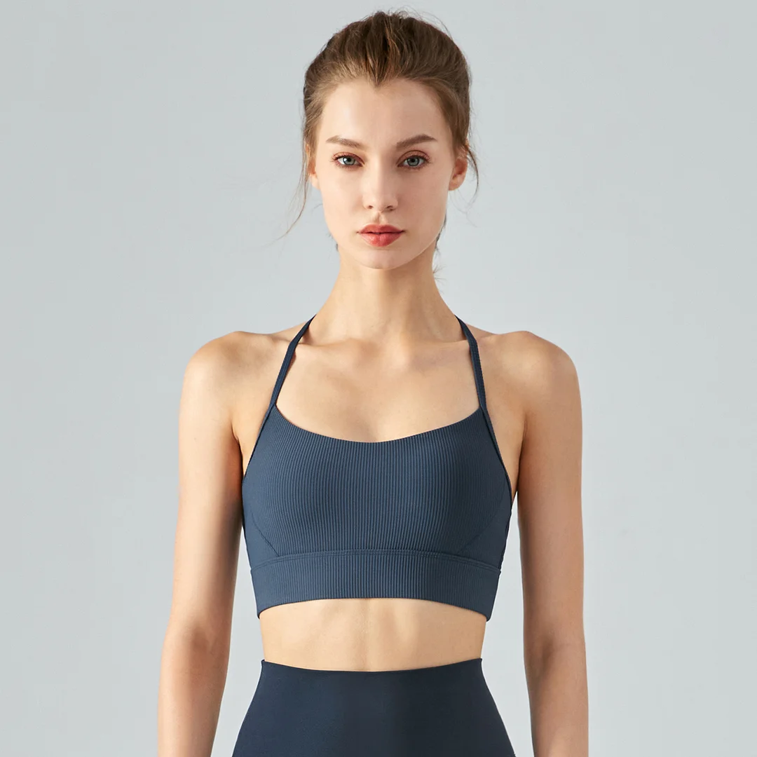 Buy Hergymclothing Aurora Borealis Blue shock absorber backless high impact soft comfortable skin friendly stretchy padded yoga bra at an affordable price