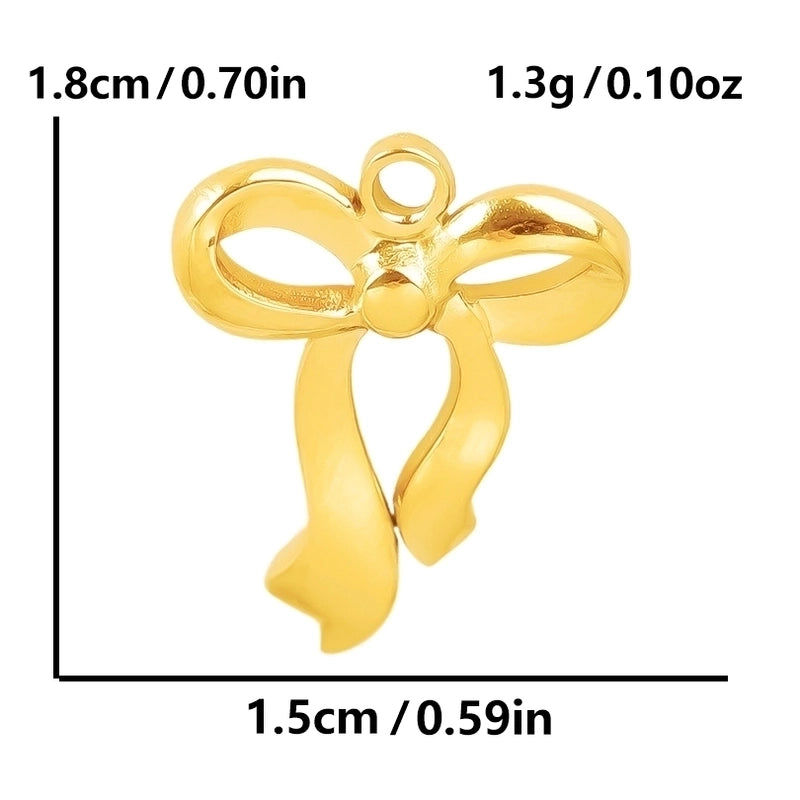 5 Pieces 28*20mm 28*42mm 33*29mm 304 Stainless Steel 18K Gold Plated Bow Knot Polished Pendant