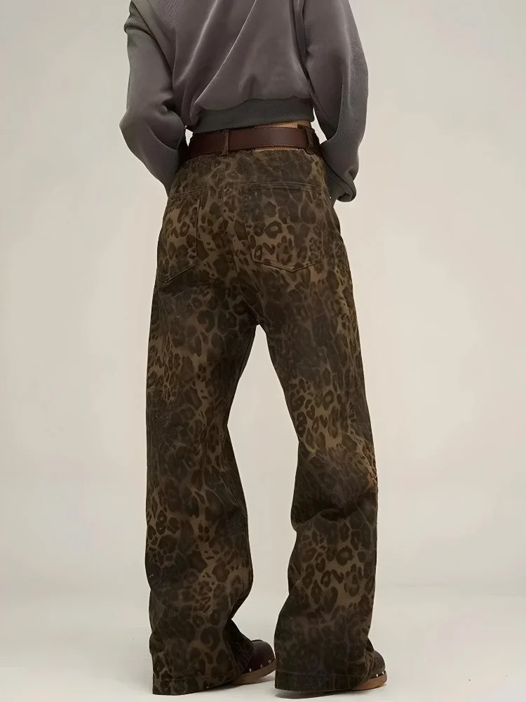 Brownm Leopard Straight Leg Pants