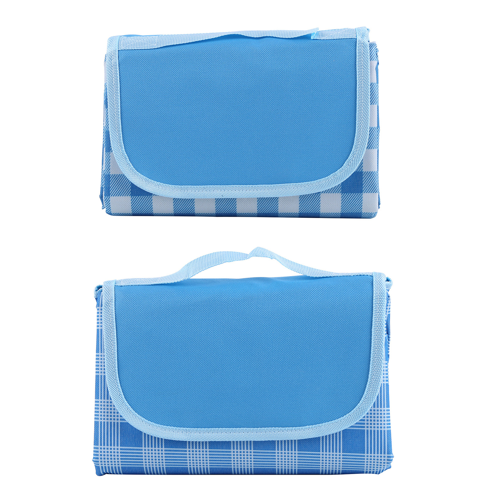 

146 x 200cm Picnic Blanket Waterproof Portable Outdoor Beach Camping Mat, Blue and white grid, 501 Original