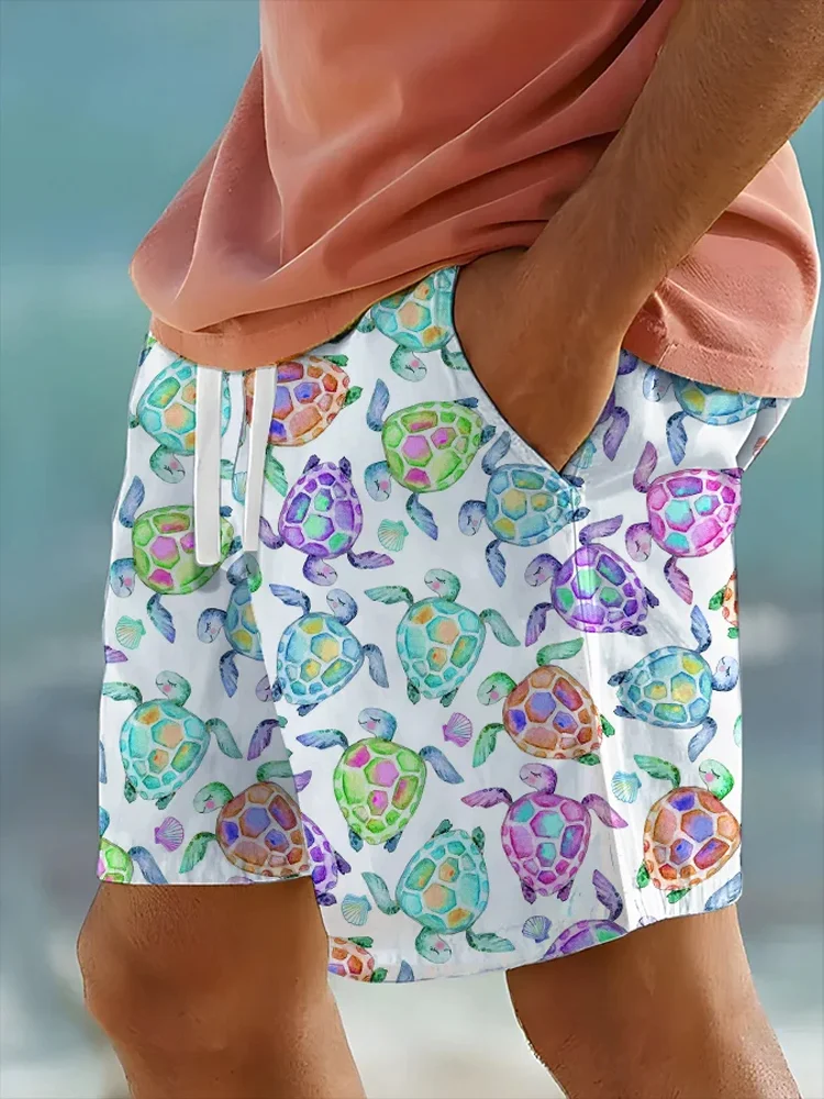 Men's Beach Turtle Print Shorts