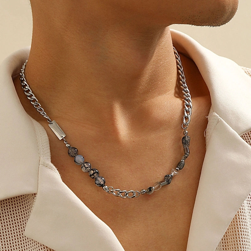 Minimalist Classic Style Solid Color Titanium Steel Irregular Men's Necklace