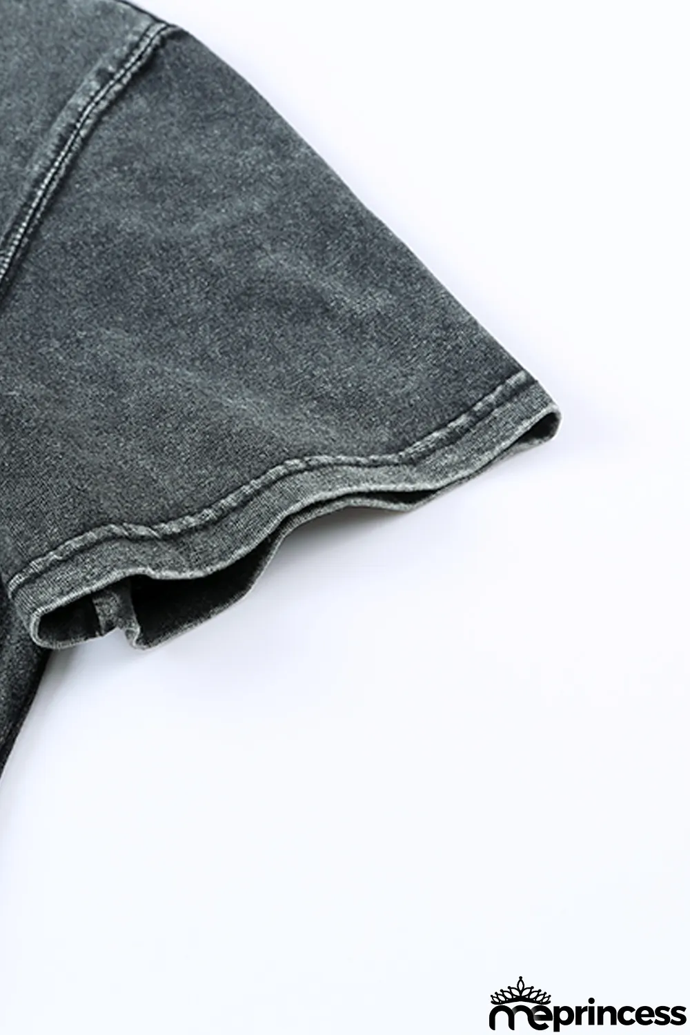 Black Mineral Washed Casual Short Sleeve Tee