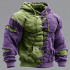 3D Print Christmas Ugly Sweater Men's Green Muscle Line Stitching Distressed Hoodie by Inlyline