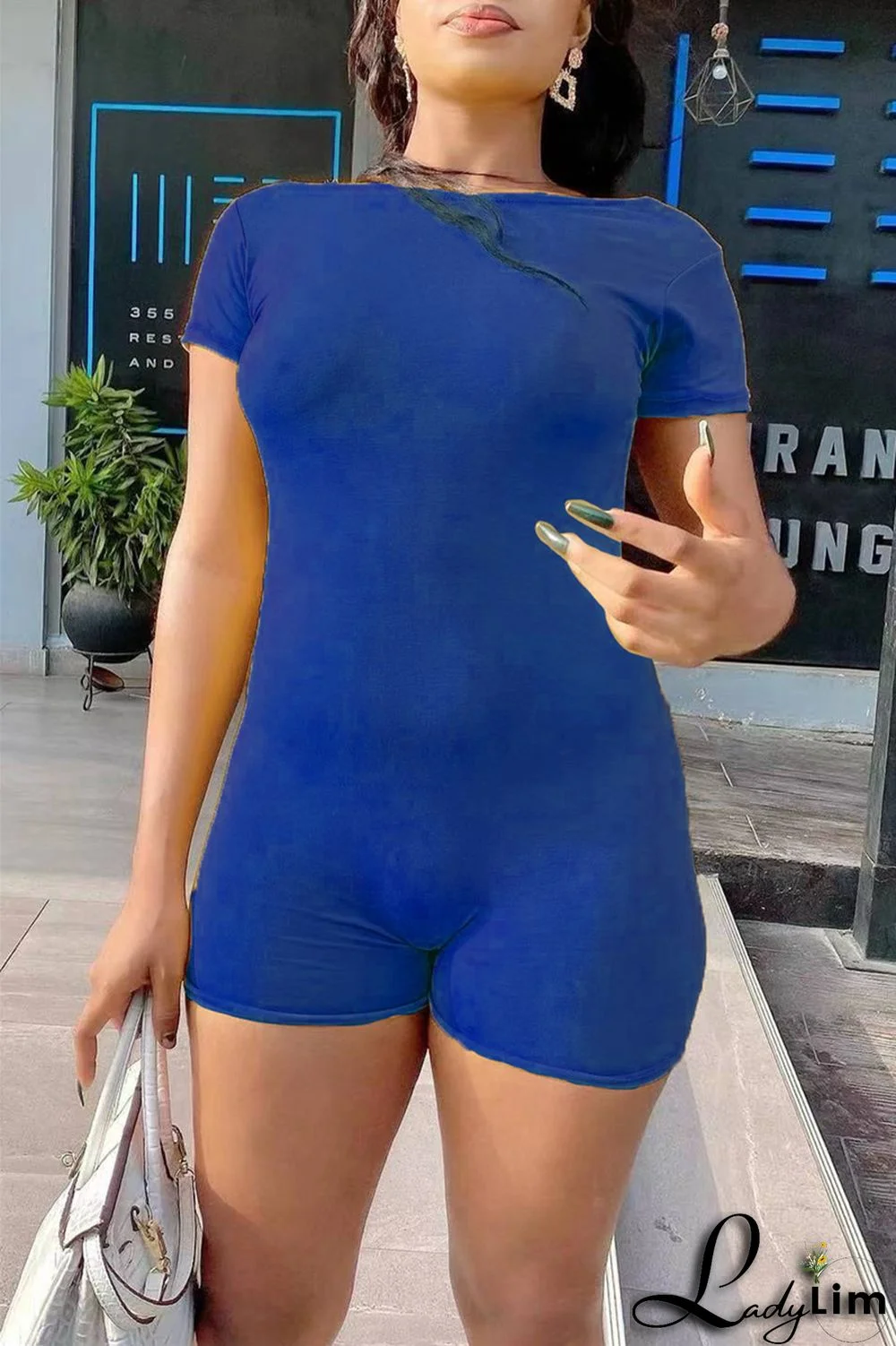 Yellow Fashion Casual Solid Basic O Neck Skinny Romper