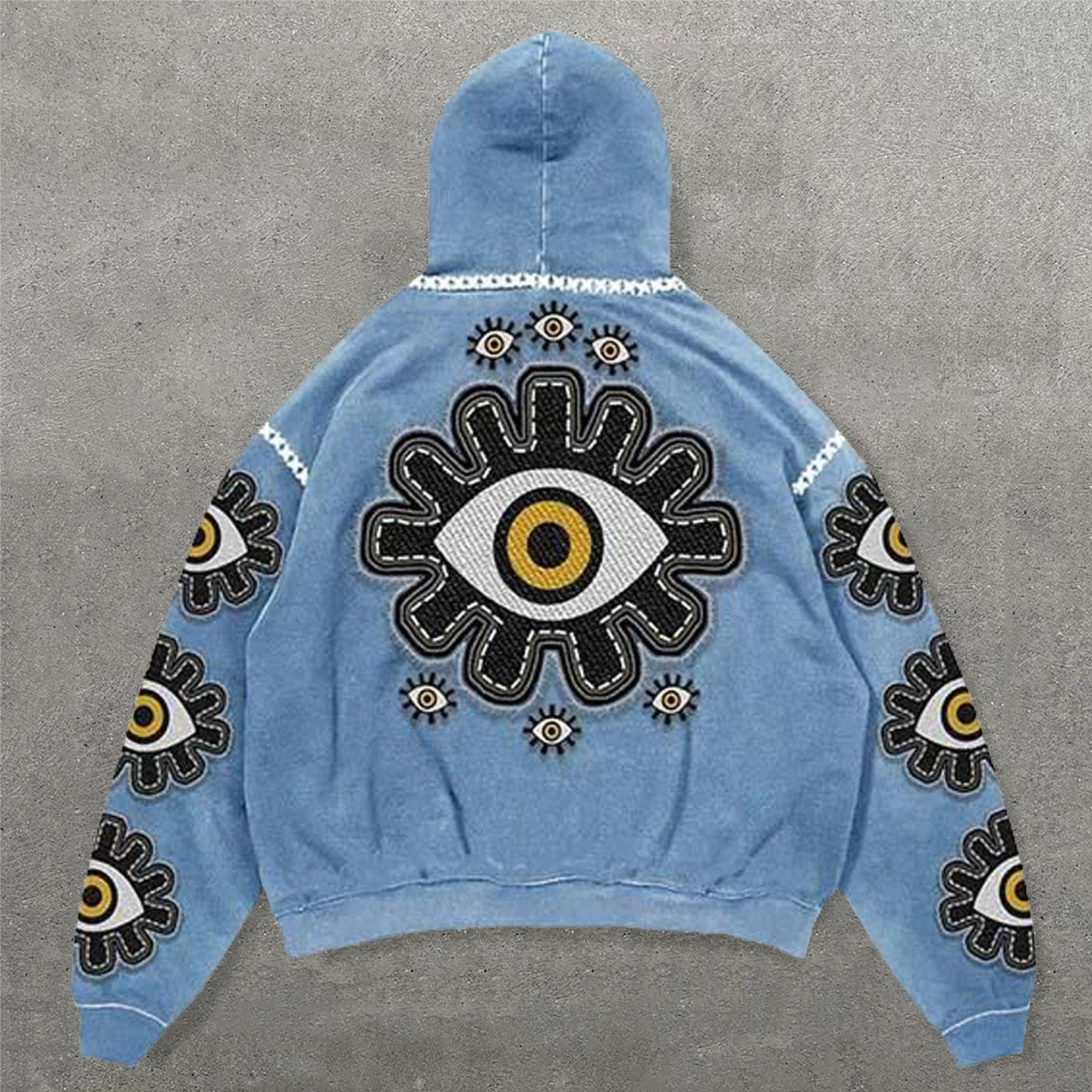 Casual Eyes Faux Decal Print Long Sleeve Hoodies