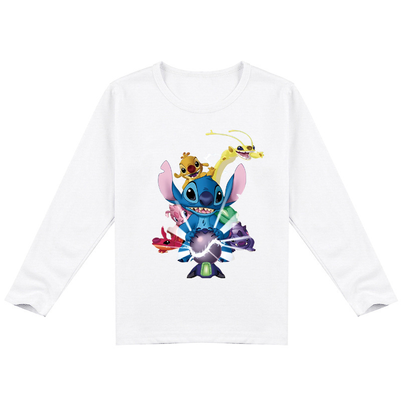 Mayoulove Stitch Long Sleeve T-Shirt - Cute and Comfortable Clothing for Kids 5-14 – Disney's Best Cartoon Character - Cosplay Costume for Boys and Girls - Stitch Lovers' Gift Idea for Christmas or Birthday – Soft and Durable Fabric for Everyday Wear-Mayoulove
