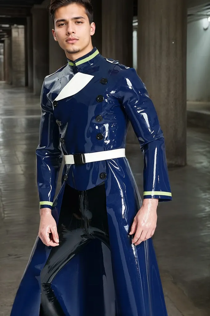 Men's Latex Coats Male Cossack Long Coat Vintage And Modern Styles Coat