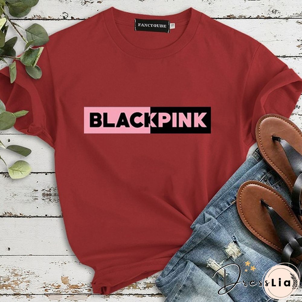 BLACKPINK New Women's Fashion Short-sleeved Slim T-shirt Casual Sweatshirt