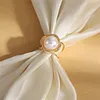 WEBEEDY Pearl Floral Scarf Rings - 5 Pack Scarf Clip Brooches, Shawl Buckles, Alloy Metal