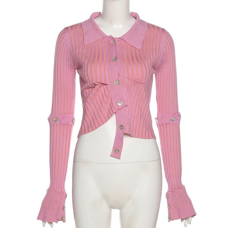 Hawthaw Women Autumn Winter Long Sleeve Knitted Pink T Shirt Crop Tops Топ Женский 2021 Fall Clothes Wholesale Items Haut Femme
