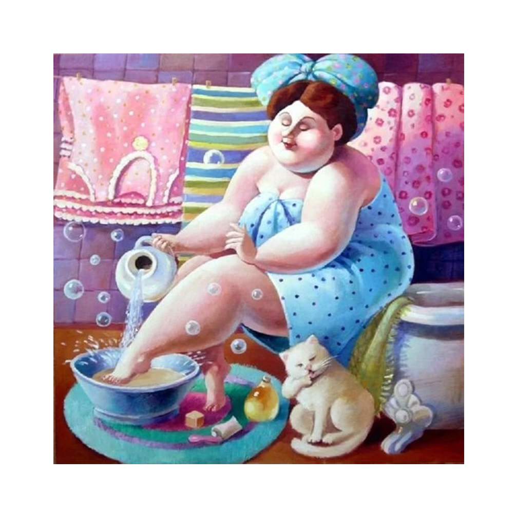 

Cartoon Fat Lady - Round Drill Diamond Painting - 40*40CM, 501 Original