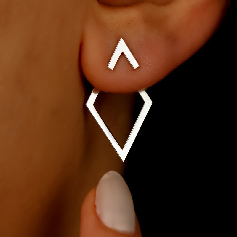 Groksage Vintage Geometric Square Detachable Triangles Stud Earrings for Women Fashion Jewelry Minimalist Accessories Party Gifts