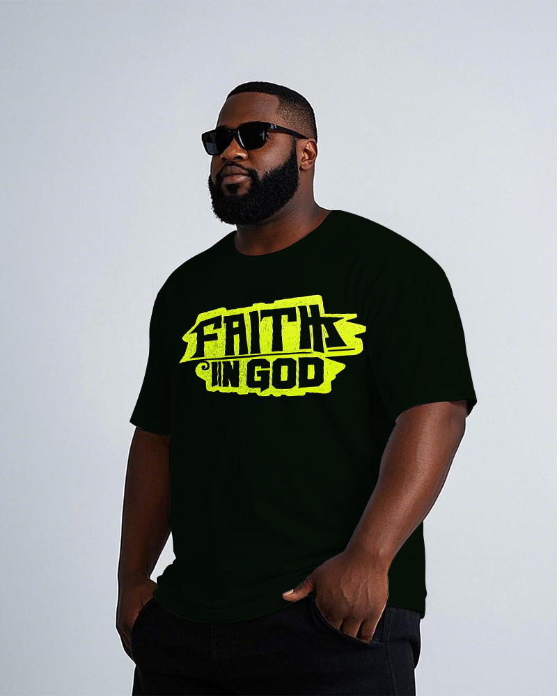 Men's Casual Simple FAITH IN GOD Printed Short Sleeve T-shirt