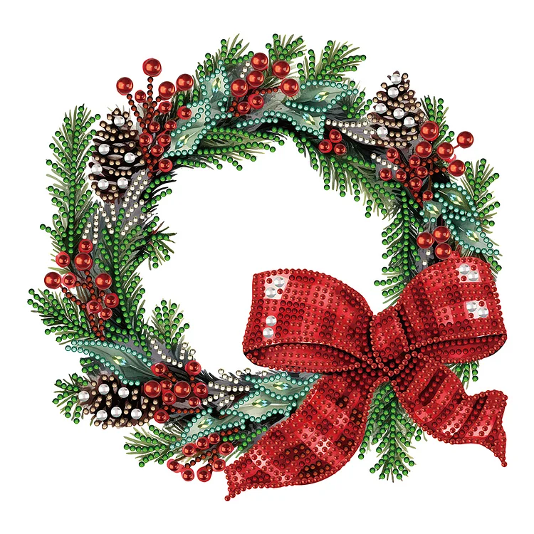 Christmas Wreath 30*30CM(Canvas) Special Drill Diamond Painting gbfke