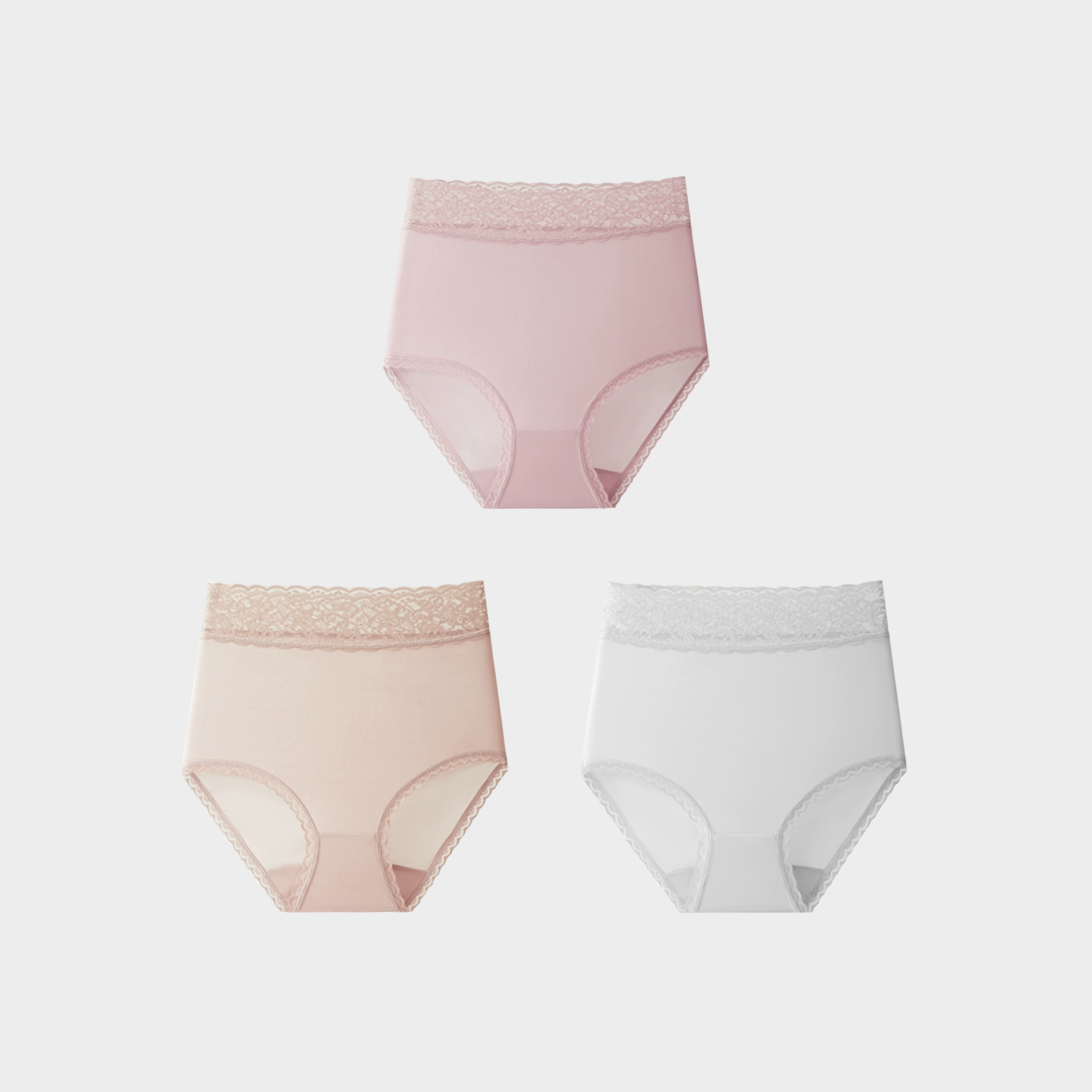 Dreamy Lace Silk Panties High Waist 3-Pack REAL SILK LIFE