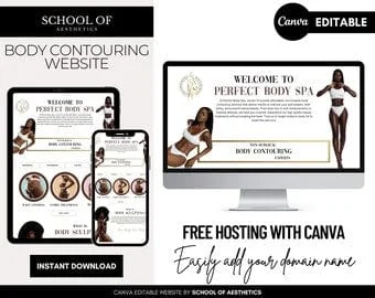 Pornhint Body Contouring Website, Body Sculpting Site, Spa Website Template, Easy to Edit, FREE Hosting, FREE Images, EDIT in Canva on any device