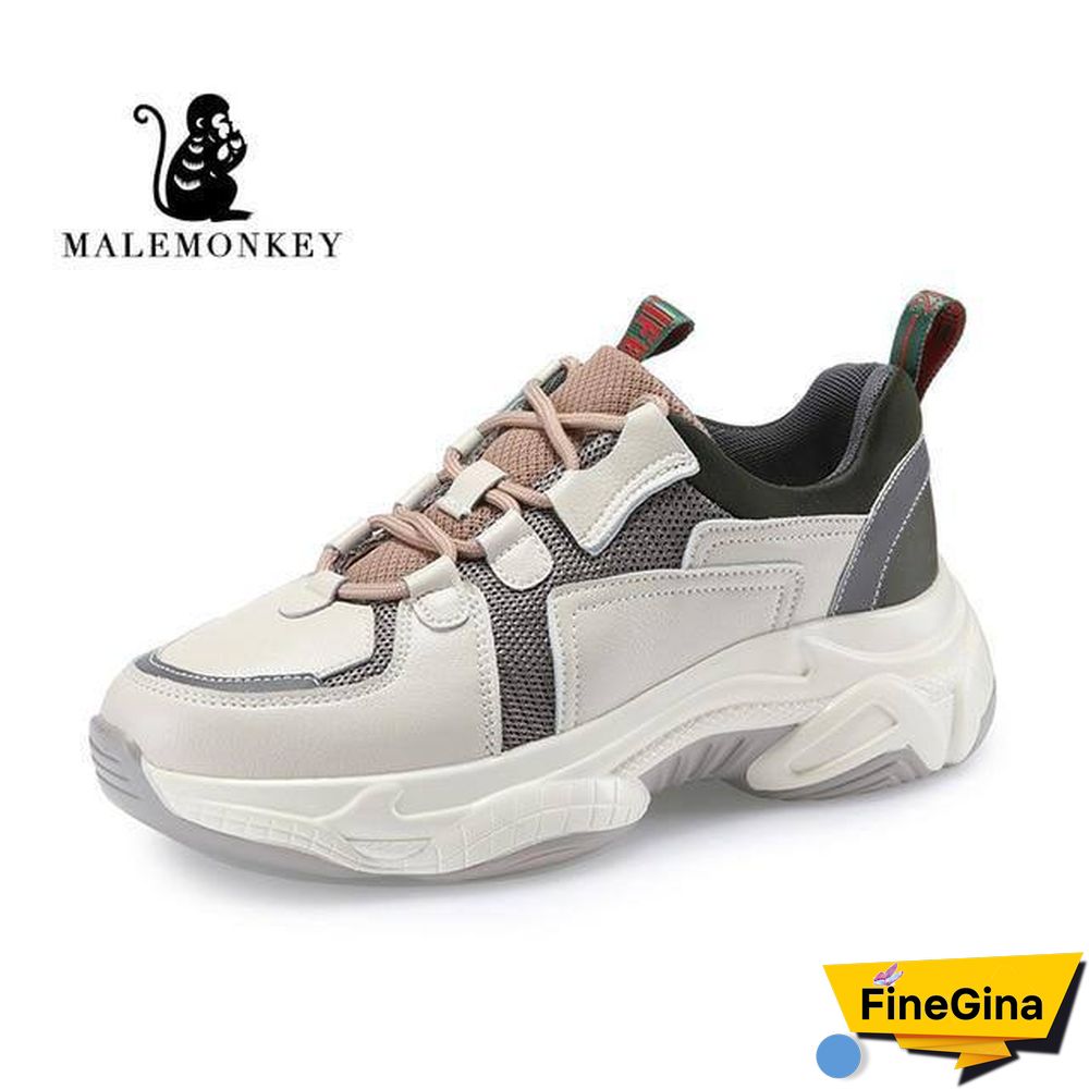 Fashion Sport Casual Sneakers Women Spring Autumn Leather Breathable Comfortable Sneaker Platform Shoes Women Black