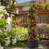 4 Tier Planter Stake Tower with Trellis Tomato Cage Self Watering Indoor Outdoor