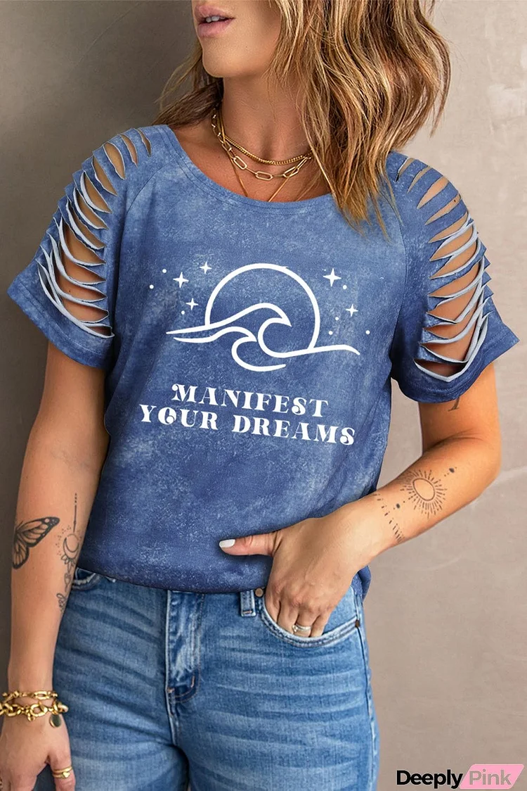 Manifest Dreams Graphic Strappy Cutout Short Sleeve Tee