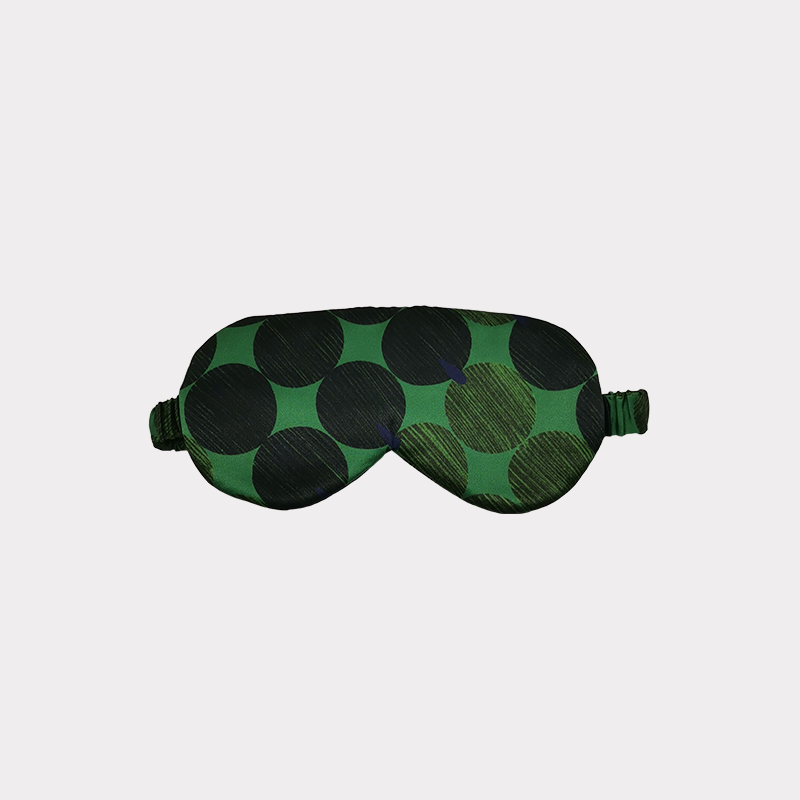 Grün Seide Schlafmaske mit geometrischen Figuren- DE-RealSilkLife