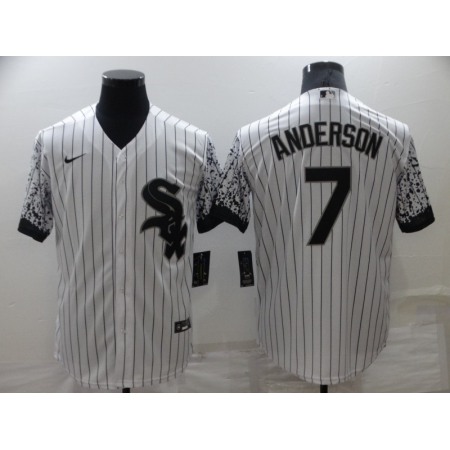 Men's Chicago White Sox #7 Tim Anderson White Cool Base Stitched Jersey QZSQ