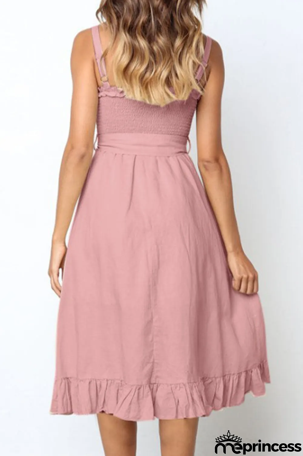 Fashion Casual Solid Split Joint Spaghetti Strap A Line Dresses