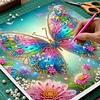 (Pre-Framed)Butterfly Flower-Special Shape Diamond Painting Kit(25x25cm)