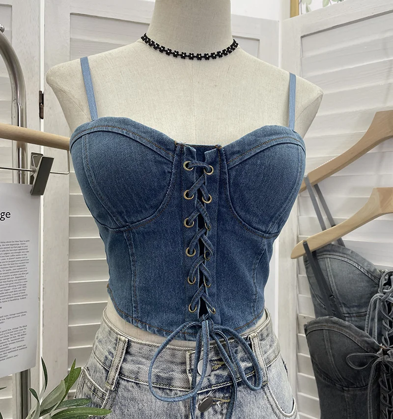 Uveng Real Beat With Chest Pad Adjustable Strap With Denim Vest Strap Strap Slings Bras