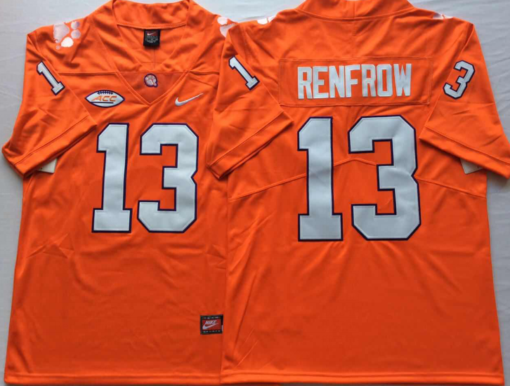 Men's Clemson Tigers Hunter Renfrow #13 Orange Game Jersey