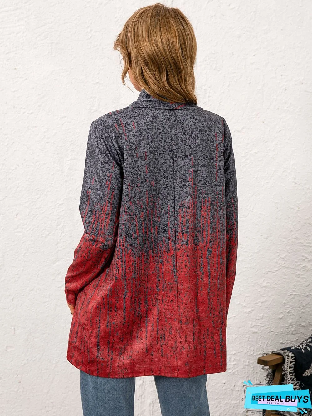 Loose Collarless Casual Cardigan