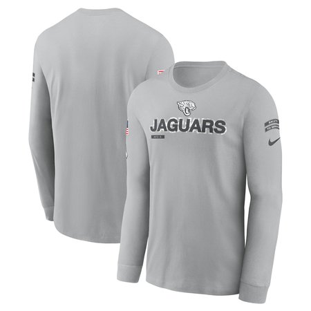Men's Jacksonville Jaguars  Gray 2024 Salute To Service Long Sleeve T-Shirt