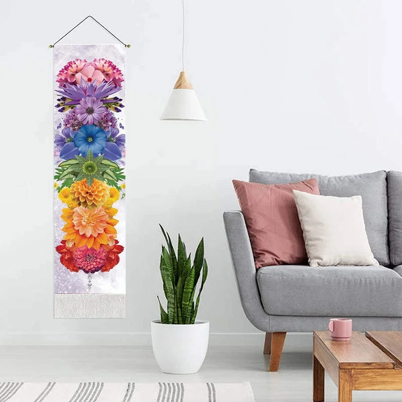 Home Sun Moon Scroll Drawing Decor Macrame Tassel Hand-Woven Wall Hanging Tapestry Tarot Bedroom Art Background Cloth Tapesry