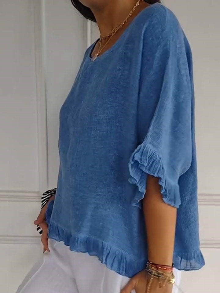 Women's Half Sleeve Scoop Neck Solid Tops