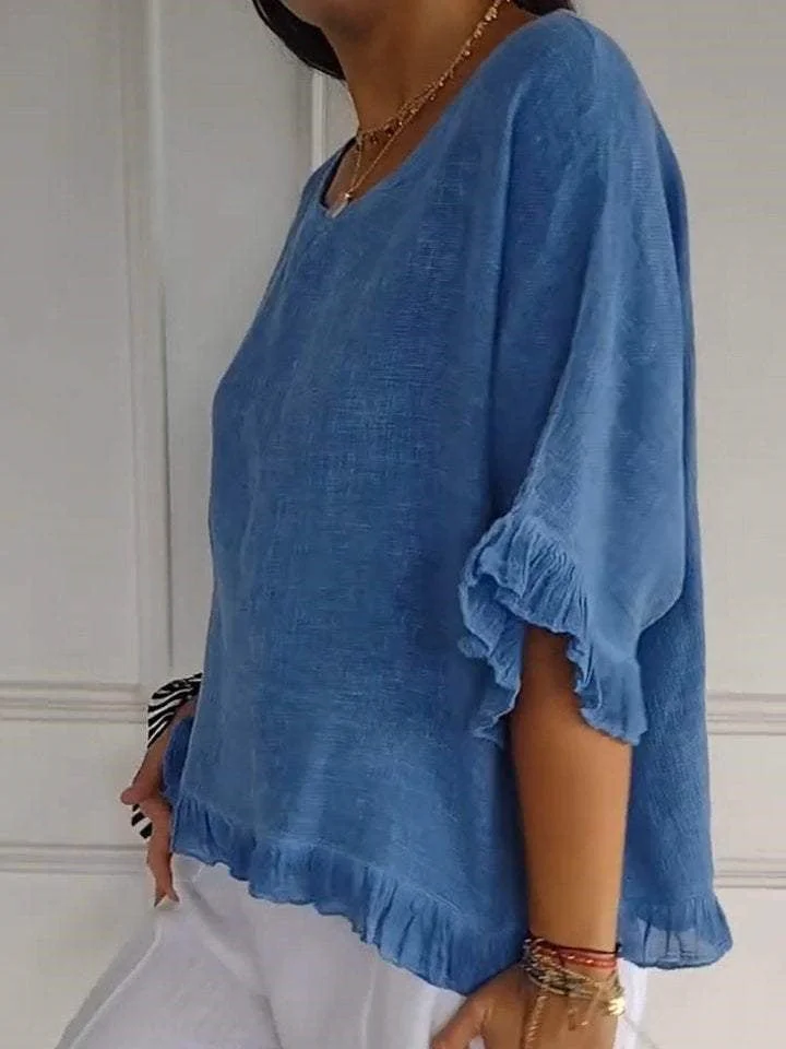 Women's Half Sleeve Scoop Neck Solid Tops