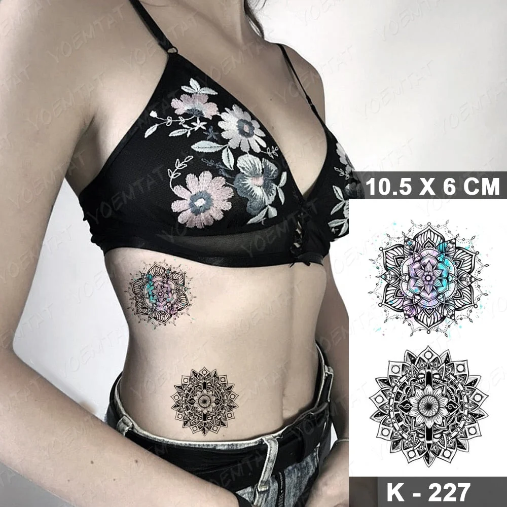 Waterproof Temporary Tattoo Sticker Realistic Black Waist Wrist Lily Flowers Flash Tatoo Fake Tatto For Body Art Women Men
