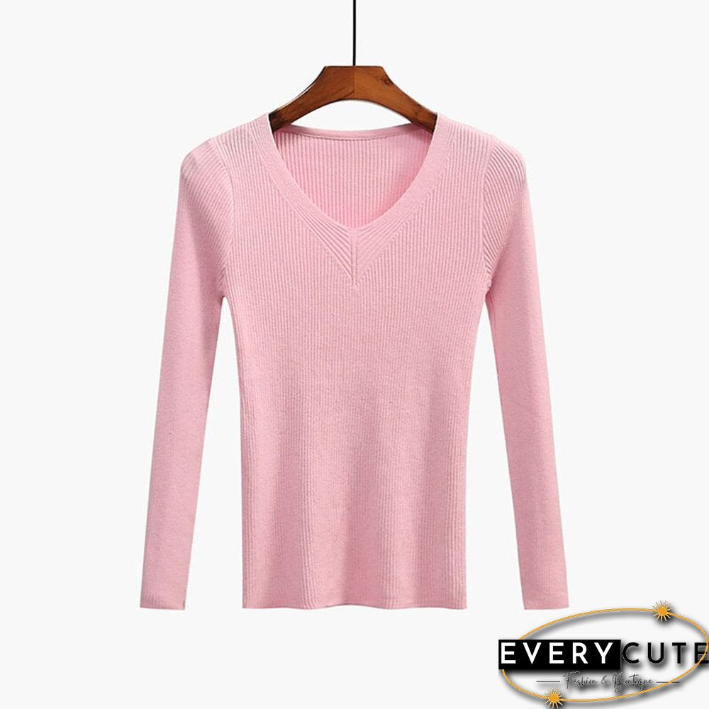 Christmas Gift V-Neck Women Sweater Slim Sexy Pullover New Autumn Winter Tops Women Knitted Pullovers Long Sleeve Shirt Female Brand