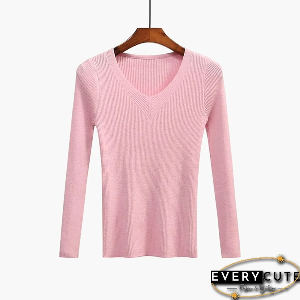 Christmas Gift V-Neck Women Sweater Slim Sexy Pullover New Autumn Winter Tops Women Knitted Pullovers Long Sleeve Shirt Female Brand