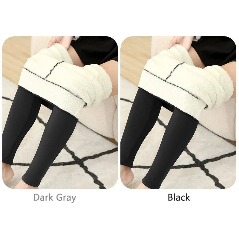 CHRLEISURE Winter Warm Pants Women 2 Pcs Velvet Thick Legging High Waist Push Up Elastic Sports Pants Warmth Lamb Wool Pants