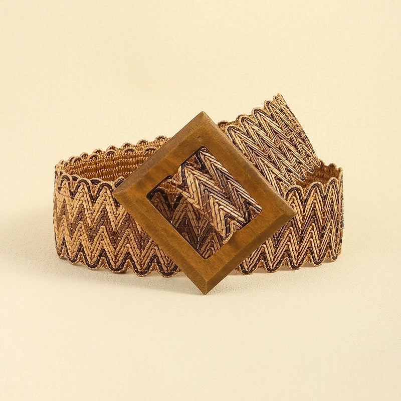 Casual Stripe Straw Woven Belt Women’s Woven Belts