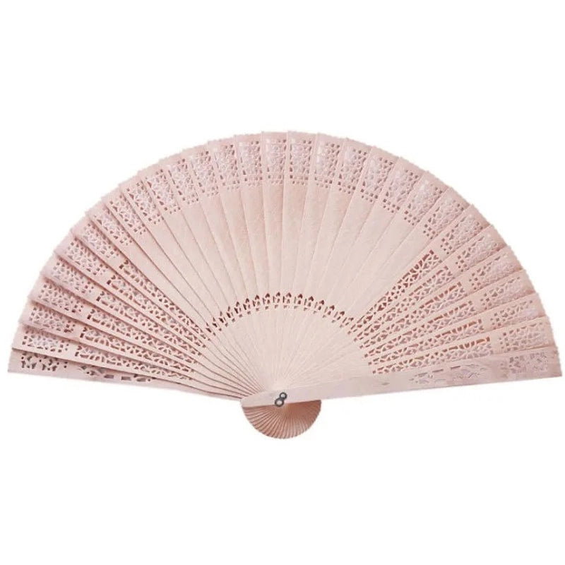 Wooden Fan Chinese Sandalwood Fan Antique Portable Hollow All Wooden Fan Vintage Daily Folding Fan Women’s Folding Fan