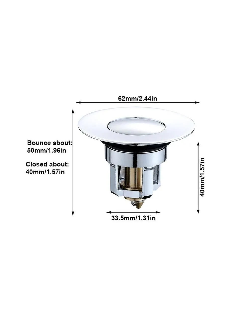 Universal Basin Pop-up Drain Filter Metal Bounce Core Push-type