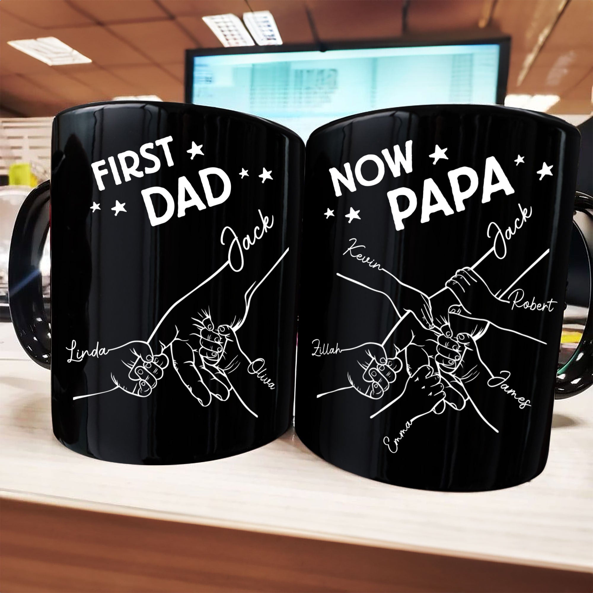Loveyoufancy First Dad Now Grandpa Fist Bump - Personalized Mug