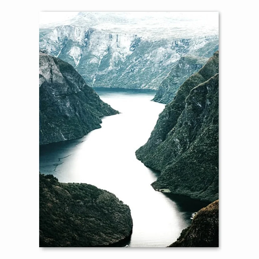 Scandinavian Travel Landscape Canvas Painting Mountain Boat Grass Nordic Poster Print Wall Art Picture Modern Living Room Decor